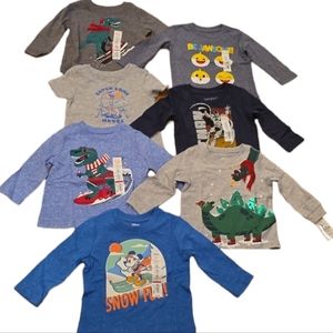 JUMPING BEANS & CARTER'S BRANDS BABY BOY BUNDLE OF 7 SHIRTS ALL SIZE 12 MONTHS